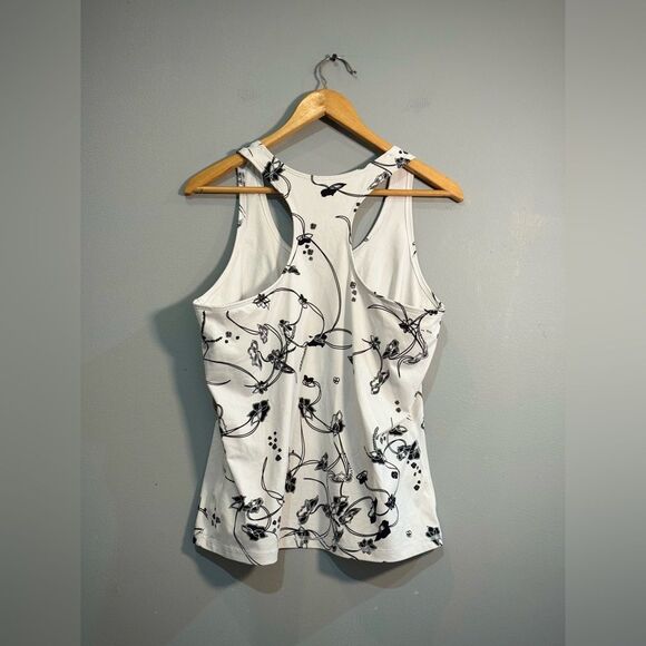 White Lady Foot Locker Floral Racerback Athletic Tank Size XL EUC - Picture 4 of 5